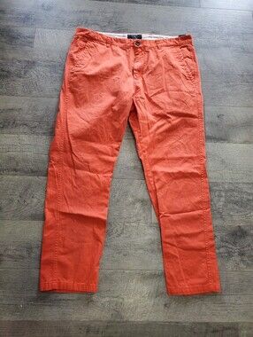 Men's Orange Chino Pants Casual Khakis 38